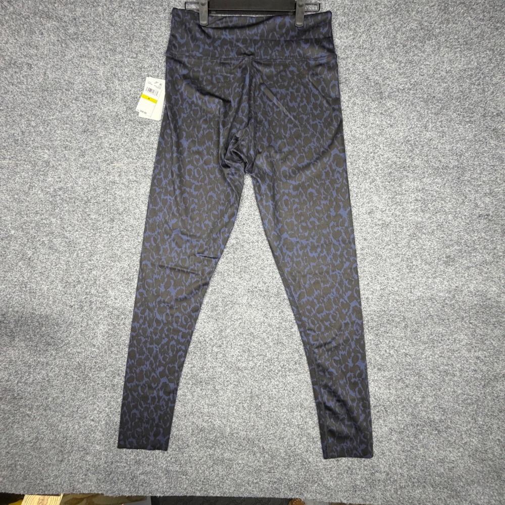 Halston Studio Womens Navy Black Leopard Print High Rise Leggings NWT Size M - Picture 1 of 3
